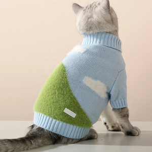 Suéter para <span class=keywords><strong>Perro</strong></span> con Diseño de Nubes de <span class=keywords><strong>Montaña</strong></span>, <span class=keywords><strong>Abrigo</strong></span> Cálido de Invierno para Cachorros, Tejido de Punto, Cuello Alto, para Perros Pequeños y Gatos - Product Image 5
