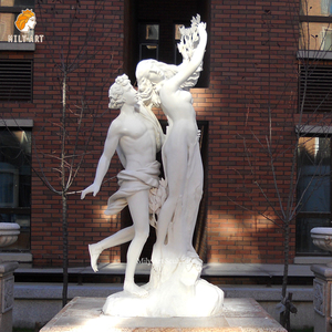 Mily ngoài trời Vườn cuộc sống Kích thước đá tự nhiên bằng đá cẩm thạch trắng Apollo và Daphne Tượng điêu khắc để bán - Product Image 5