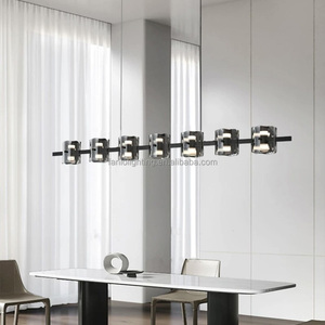 Lustre moderne de luxe à LED dimmable, <span class=keywords><strong>luminaire</strong></span> <span class=keywords><strong>suspendu</strong></span> en verre <span class=keywords><strong>double</strong></span> lumineux pour salle à manger, cuisine, bar - Décoration longue en laiton - Product Image 5