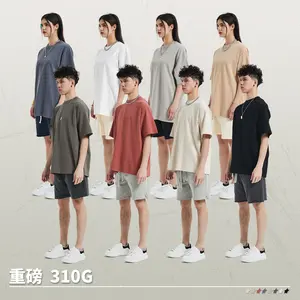 310G Fashion brand men's high quality heavy wash men's T-shirt loose man's and women's short sleeve cotton shirt