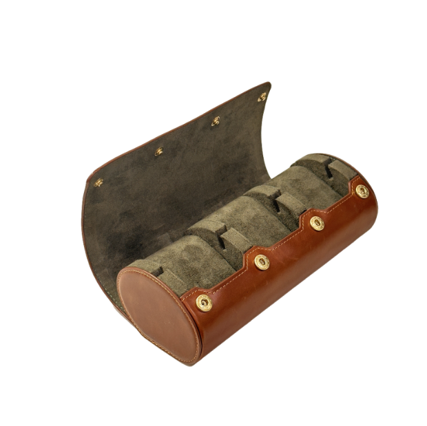 Custom Luxury PU Leather Travel Watch Box Watch Winder Portable Storage Roll Dustproof Snap Closure 0.4kg