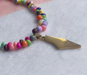 สร้อยคอจี้รูปแผนที่ปาเลสไตน์ประดับลูกปัดหลากสี Qifei พร้อมข้อความ Free Palestine พร้อมส่ง ของขวัญเครื่องประดับสำหรับผู้หญิง - Product Image 6