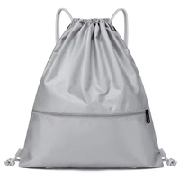 Sac à dos de sport personnalisé OUXUN en polyester 210D avec poignée rétractable et cordon de serrage, motif losange, imperméable, 34x40cm, imprimé sérigraphié