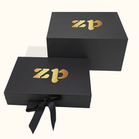 Boîte-cadeau en papier noir magnétique portable haut de gamme avec logo personnalisé, boîtes d'emballage rigides pliables recyclables avec couvercle magnétique