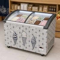 Congélateur commercial pour crème glacée 720L avec porte vitrée incurvée, refroidissement direct, serrure de porte, congélateur coffre profond pour restaurant