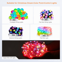 Bande lumineuse USB 5V RGBIC avec variateur d'intensité, décoration de Noël, lumière d'ambiance, contrôle mobile, application intelligente, minuterie, mode musique