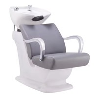 Chaise de shampooing en céramique d'évier de lavage de cheveux de salon de barbier classique avec des accoudoirs d'acier inoxydable