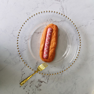 Assiettes en <span class=keywords><strong>plastique</strong></span> en gros en vrac <span class=keywords><strong>pas</strong></span> <span class=keywords><strong>cher</strong></span> 13 pouces Plaques acryliques à bord perlé en or clair pour mariage anniversaire Plaques de présentation en <span class=keywords><strong>plastique</strong></span> - Product Image 5
