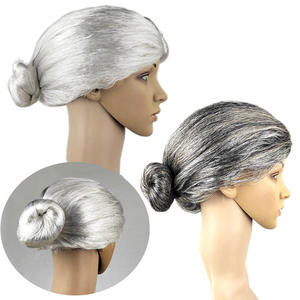 Perruque de tête de <span class=keywords><strong>vieille</strong></span> <span class=keywords><strong>dame</strong></span> drôle pour grand-mère belle-mère ou <span class=keywords><strong>vieille</strong></span> <span class=keywords><strong>dame</strong></span> habiller pour la fête d'Halloween - Product Image 1