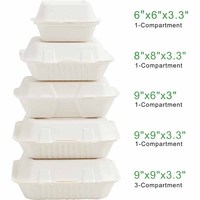 Boîtes en bagasse de canne à sucre biodégradable, type clamshell, 9 x 6 pouces, pour gâteaux, emballage de gâteaux, emballage de sandwichs, contenants pour gâteaux, en carton