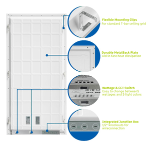 Trong nhà văn phòng Bảng điều chỉnh ánh sáng 5cct có thể điều chỉnh 2 * 4ft siêu mỏng LED Back-lit phẳng Bảng điều chỉnh ánh sáng DLC được liệt kê - Product Image 3