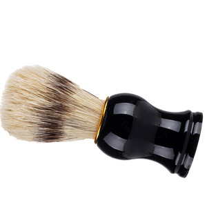 Brosse à raser en poils de sanglier, manche noir, outil de rasage et de nettoyage pour hommes - Product Image 4
