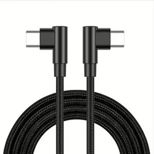 Cable de Carga y Transferencia de Datos Tipo C a Tipo C Macho de 90 Grados, 60W 3A, con Trenzado de Nailon - Product Image 1