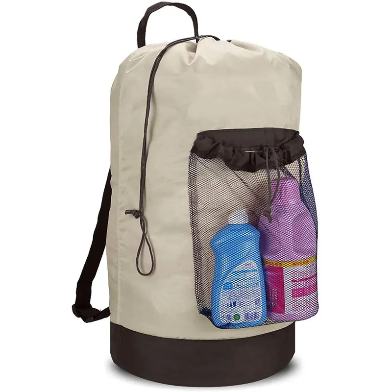 Durable Mesh Pocket Nylon Clothes Hamper Backpack Laundry Bag Drawstring Laundry Bags