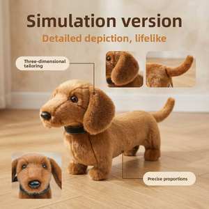 Peluche Realista de Perro Salchicha Marrón, Peluche Grande de Dachshund de Pie, Juguete de Peluche de Cachorro para Regalo de Festividades - Product Image 5