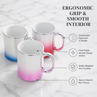 Mug Keramik Metalik Gradasi 11oz, Cangkir Pencetakan Sublimasi Bone China dengan Pegangan Tangan, Hadiah Kustom