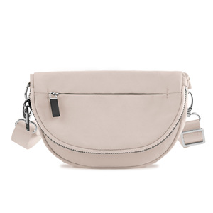 Sac bandoulière pliable demi-lune en nylon pour femme avec logo personnalisable, fermeture éclair étanche et sangle unique – Tendance et Pratique - Product Image 3
