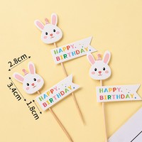 Kartun Beruang Tersenyum dari Kertas, Bunga, Topper Cupcake, Bendera Selamat Ulang Tahun, Dekorasi Kue Baby Shower, Perlengkapan Dekorasi Kue