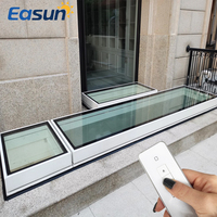 Système de toiture en verre continu à persiennes verticales de grande portée pour usage commercial, cadre en aluminium étanche, ouverture automatique électrique