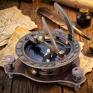 TMI TM13072 Brass Nautical Sundial <b>Compass</b> Analog Dial Vintage Style Handheld Pocket Outdoor Hiking Pointing Guide Durable - Product Image 4