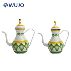 चीनी मिट्टी के बरतन तामचीनी चित्रित चीनी चाय की केतली अरबी शैली लक्जरी तामचीनी केतली चायदानी सेट - Product Image 5