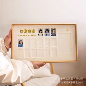 Campus Journey <b>Photo</b> <b>Frame</b> Solid Wood Rectangular Horizontal Children's Growth Time Record Display Grid With Digital Printing - Product Image 2