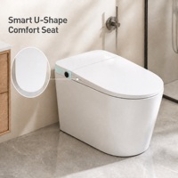 Cuvette de toilette allongée intelligente avec capteur de pied, éclairage, siège chauffant, double chasse, buse de bidet, siphon en P et télécommande