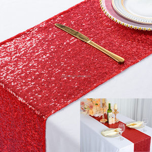 Beautiful <strong>Red</strong> Sequin Table <strong>Runners</strong> Custom Wedding Decorative Table <strong>Runner</strong> - Product Image 2