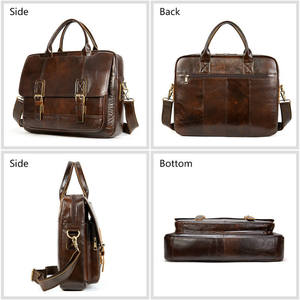 Maletín de Cuero Genuino Andong para Portátil de 15 Pulgadas para Hombre, Bolsa de Hombro con Correa para Documentos de Oficina, Bolso de Mano Vintage de Gran Capacidad - Product Image 4