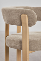 Chaise de salle à manger moderne de luxe en tissu chenille, fauteuil rembourré à dossier incurvé avec pieds en métal imitation bois pour salle à manger et restaurant