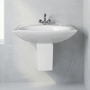 Lavabo en céramique moderne de style antique, demi-piedestal, rectangulaire, pour usage hospitalier, à poser sur le dessus - Product Image 2