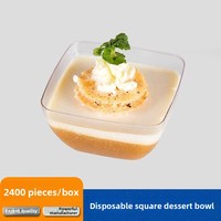 Gobelets à sauce jetables en gros, petits bols carrés transparents en plastique, bols à glace, bols à gâteau, plats à collation, plats à gelée, bols à apéritif