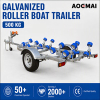 Remorque pour bateau à essieu simple de 4,45 m, galvanisée à chaud, pour le transport de bateaux pneumatiques RIB, remorque marine certifiée CE