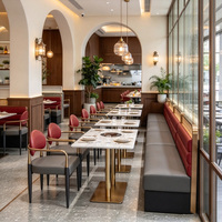 Ensemble de meubles de luxe de style moderne personnalisé pour hôtel, restaurant commercial, canapé en métal, table et chaises de café