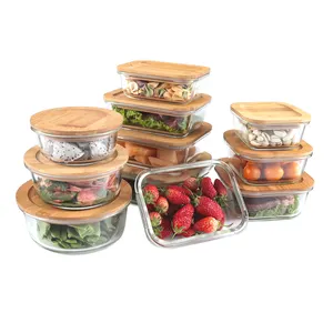 Glass Storage Containers Eco Friendly Bamboo Lid Lunch Box Glass Kitchen Food Storage Containers Sets