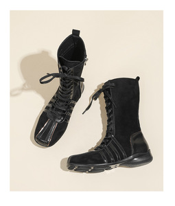 <span class=keywords><strong>Stivali</strong></span> Western Retrò da Donna in <span class=keywords><strong>Camoscio</strong></span> Autunno Inverno 2025 con Lacci, Stivaletti di Nicchia con Tacco Basso, Punta Quadrata e Blocchi di Colore - Product Image 5