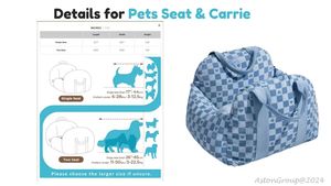 बेबी ब्लू ट्रैवल डॉग कार सीट बिस्तर और ऑन-द-गो रोमांच के लिए वाहक आरामदायक पालतू बिस्तर - Product Image 2
