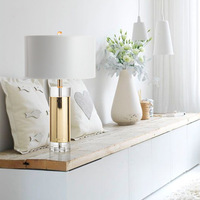 Lampes de table LED nordiques de luxe modernes, lampe de bureau en cristal et tissu avec abat-jour rond, hôtel, salon, chambre à coucher, alimentation CA, source E27
