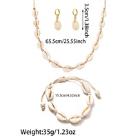 Ensemble de bijoux en coquillages naturels en gros, style bohème plage, collier, bracelet, boucles d'oreilles, bijoux noués en coquillages marins pour femmes