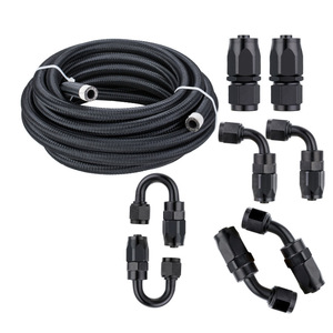 Kit de mangueras para enfriador de aceite Haofa AN6 8 10, goma trenzada con alambre de acero y nailon con 8 conectores para modificación de refrigeración automotriz - Product Image 1
