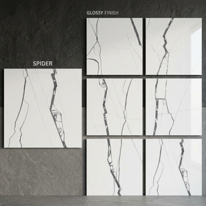 Cosmic Silver Nano Polished Glazed Porcelain Floor Tiles Luxury Grey Marble Effect 80x80cm Finish - Product Image 5