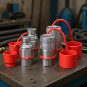 Raccords rapides hydrauliques D0102HPBXGX 1/2 po NPT en acier inoxydable avec capuchons anti-poussière pour chargeuses compactes - Product Image 2