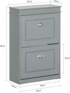<strong>Shoe</strong> Rack Cabinet 2 Flip Drawers <strong>Slim</strong> <strong>Shoe</strong> Storage Unit for Hallway Entryway Corridor MDF Wooden <strong>Cupboard</strong> Grey - Product Image 2