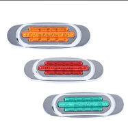 Feux de position latéraux LED rouges Superbleds SPB-TRUCK-5 de 6,5 pouces, base chromée, 16 diodes, montage en surface, pour camion et remorque, 12V