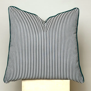 Funda de <span class=keywords><strong>Almohada</strong></span> de Algodón con Estampado de Rayas, Blanca y <span class=keywords><strong>Azul</strong></span> Claro, Fundas de Cojín Clásicas Azules con Ribete - Product Image 5