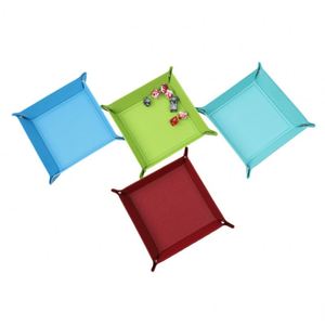 Organizador de Escritorio Moderno y Sencillo de PU Ecológico con Patrón Cruzado que Cambia de Color, Bandeja Cuadrada Plegable con Broche para Dados - Product Image 3