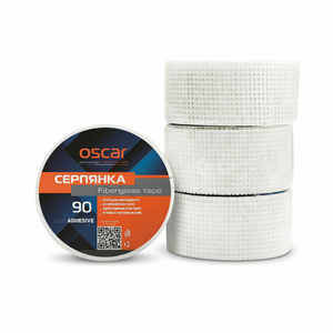 Cinta de malla de fibra de vidrio de 12 m y 4,5 cm, autoadhesiva, para reparación de paneles de yeso, con malla de 3x3 mm, Oscar - Product Image 1