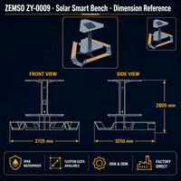 Banc solaire extérieur pour parc public, mobilier urbain, OEM personnalisé, banc à chargement solaire intelligent, vente en gros