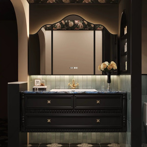 Retro paint bathroom cabinet natural luxury stone seamless basin bathroom washbasin washbasin cabinet combination - Product Image 4