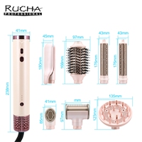 RUCHA Brosse Sèche-Cheveux Professionnelle Personnalisée Tout-en-un Moteur Sans Balais Brosse à Air Chaud 7-en-1 Multi-Styler Capillaire
